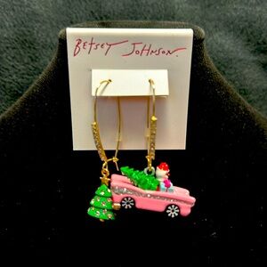 BETSEY JOHNSON “SANTA IN HIS PINK CADILLAC BRINGING HOME THE TREE” EARRINGS